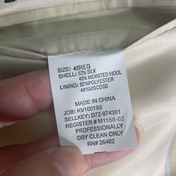 Roundtree & Yorke Silk Worsted Wool Sport Coat Mens Size 48R Beige NWT $199 - Picture 7 of 9